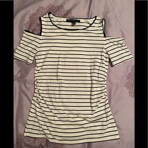 White House Black Market striped cold shoulder tee